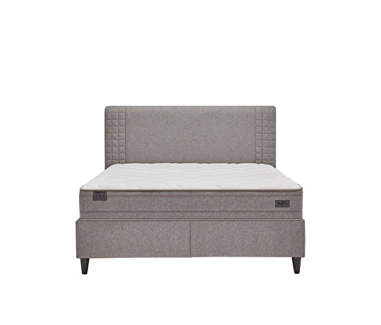 Ensemble sommier et tête de lit Hydro gris avec matelas Puffy, fond blanc