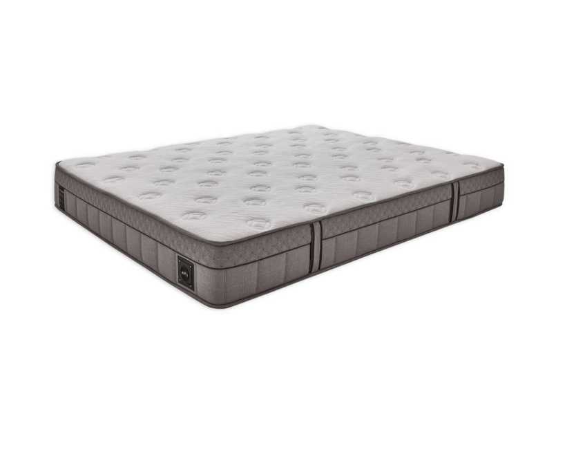 Matelas Vita Dream gris et blanc, capitonnage bouton, fond blanc